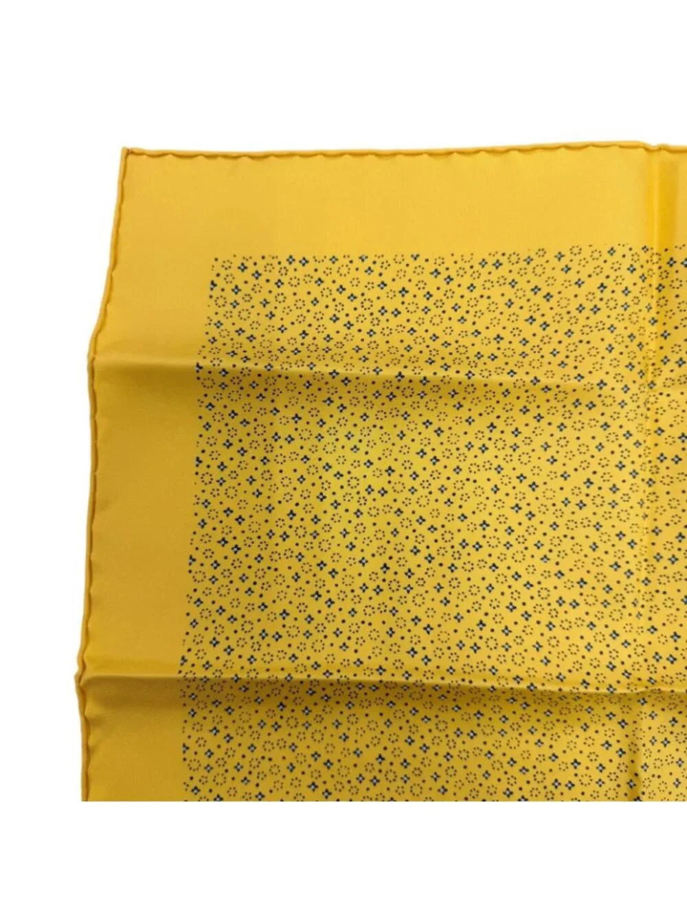 Hermes Petit Carre 45 Gavroche Silk 100% Scarf Yellow Blue